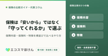 保険は「安いから」ではなく「守ってくれるか」で選ぶ——保険比較の3つの軸（保障内容・保険料・特徴）